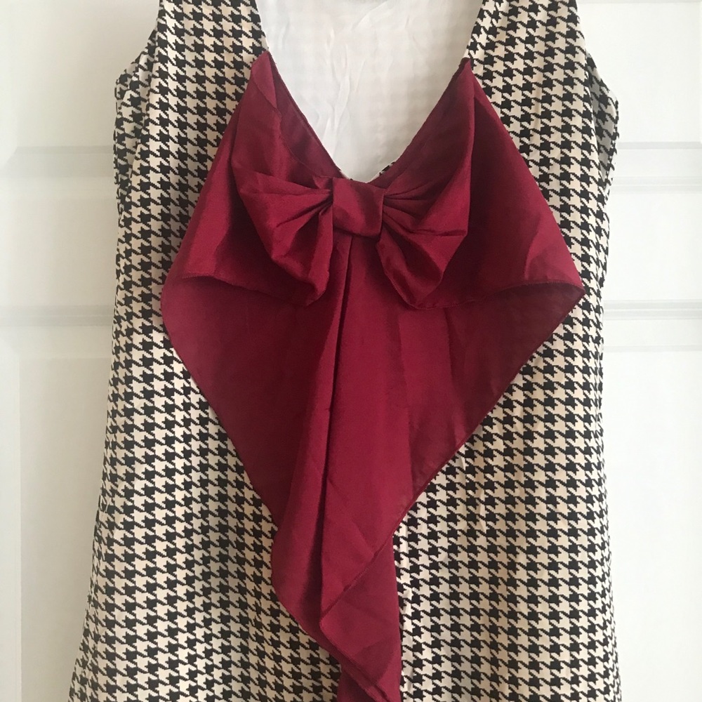 Newbury Dress With Red Detail Bow Checkered-SZ S